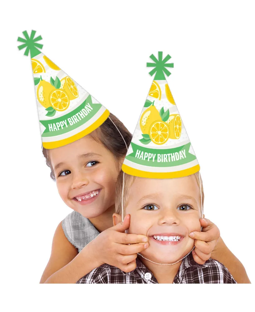 So Fresh - Lemon - Cone Happy Birthday Party Hats Standard Size 8 Count