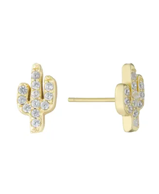 Giani Bernini Cubic Zirconia (0.24 ct.t.w) Cactus Stud Earrings in 18K Gold Plated over Sterling Silver
