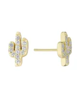 Giani Bernini Cubic Zirconia (0.24 ct.t.w) Cactus Stud Earrings in 18K Gold Plated over Sterling Silver