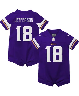 Newborn and Infant Boys Girls Nike Justin Jefferson Purple Minnesota Vikings Game Romper Jersey