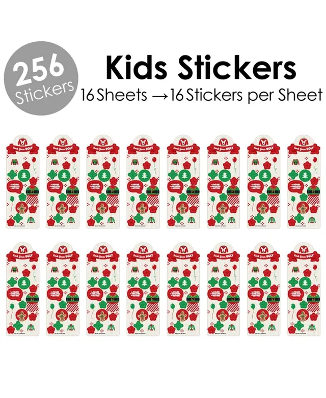 Big Dot of Happiness Mardi Gras - Masquerade Party Favor Kids Stickers - 16  Sheets - 256 Stickers