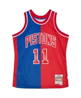 Men's Mitchell & Ness Isiah Thomas Blue, Red Detroit Pistons Hardwood Classics 1988-89 Split Swingman Jersey