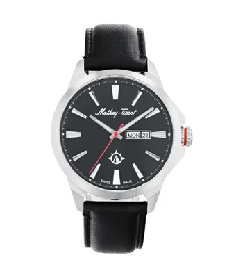 Mathey-Tissot Men's Field Scout Collection Classic Black Genuine Leather Strap Watch