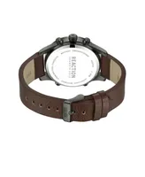 Kenneth Cole Reaction Men's Ana-digi Brown Synthetic Leather Strap Watch, 46mm