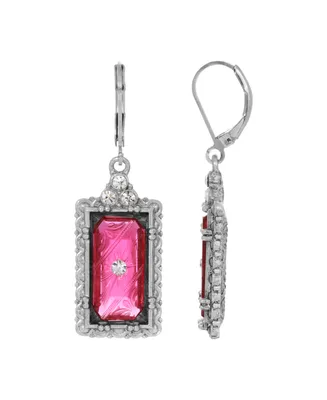 2028 Women's Pewter Silver-Tone and Crystal Stone Earrings