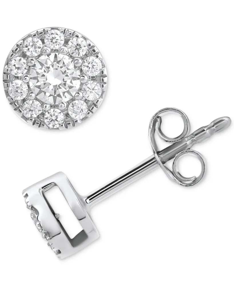 Diamond Halo Stud Earrings (1/4 ct. t.w.) in 14k White Gold