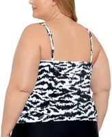 Swim Solutions Plus Shirred Neck Blouson Underwire Tankini, Created For Macy's