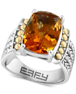 Effy Citrine Statement Ring (6-1/6 ct. t.w.) Ring in Sterling Silver & 18k Gold-Plate