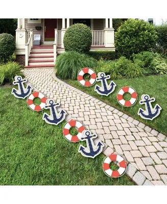 Ahoy - Nautical Anchor Lawn Decor - Outdoor Party Yard Decor - 10 Pc
