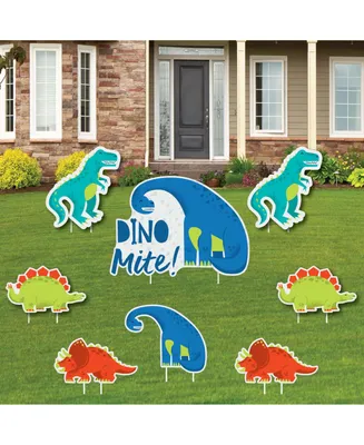 Roar Dinosaur - Lawn Decor - T-Rex Baby Shower or Birthday Yard Signs - Set of 8
