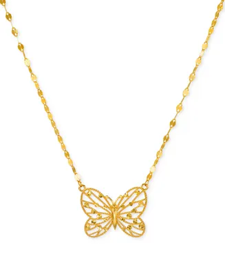 Butterfly Openwork 18" Pendant Necklace in 10k Gold