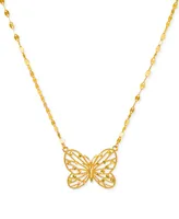 Butterfly Openwork 18" Pendant Necklace in 10k Gold