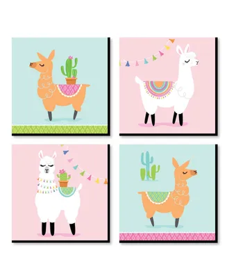 Whole Llama Fun - Home Decor - 11 x 11 inches Nursery Wall Art - Set of 4 Prints