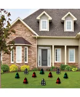 Big Dot of Happiness Holiday Plaid Trees - Lawn Decor - Outdoor Christmas Party Yard Decor - 10 Pc