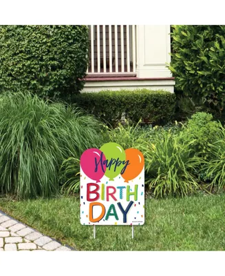 Cheerful Happy Birthday - Outdoor Lawn Sign - Colorful Party Yard Sign - 1 Pc
