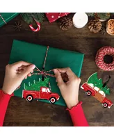 Merry Little Christmas Tree - Red Truck Christmas Tree Ornaments - Set of 12