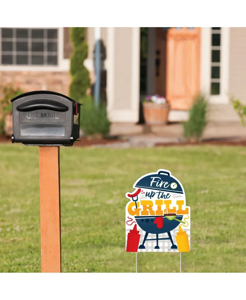Fire Up the Grill - Outdoor Lawn Sign - Summer Bbq Picnic Party Yard Sign - 1 Pc