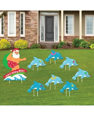 Big Dot of Happiness Tropical Christmas Outdoor Lawn Decor Beach Santa Holiday Party Yard Signs 8 Ct