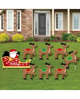 Santa's Reindeer - Lawn Decor - Santa Claus Christmas Yard Signs - Set of 8