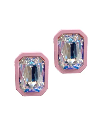 Adornia Edged Crystal Cushion Centre Stud Earrings