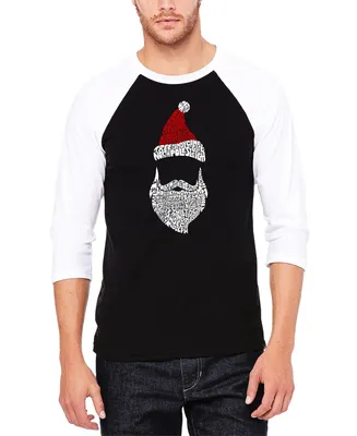 La Pop Art Men's Raglan Baseball Santa Claus Word T-shirt
