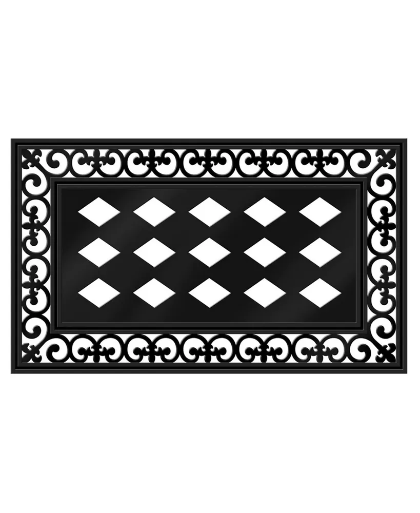 Evergreen Black Fleur Scroll Sassafras Floor Mat Indoor Outdoor Rubber Tray 18"x30" Fits Sassafras Inserts 10"x22" Black