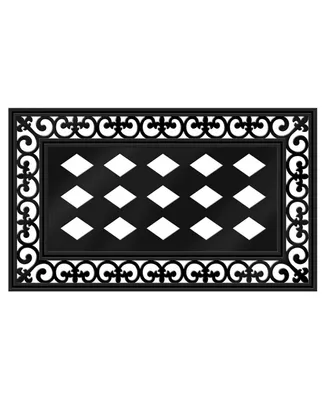 Evergreen Black Fleur Scroll Sassafras Floor Mat Indoor Outdoor Rubber Tray 18"x30" Fits Sassafras Inserts 10"x22" Black