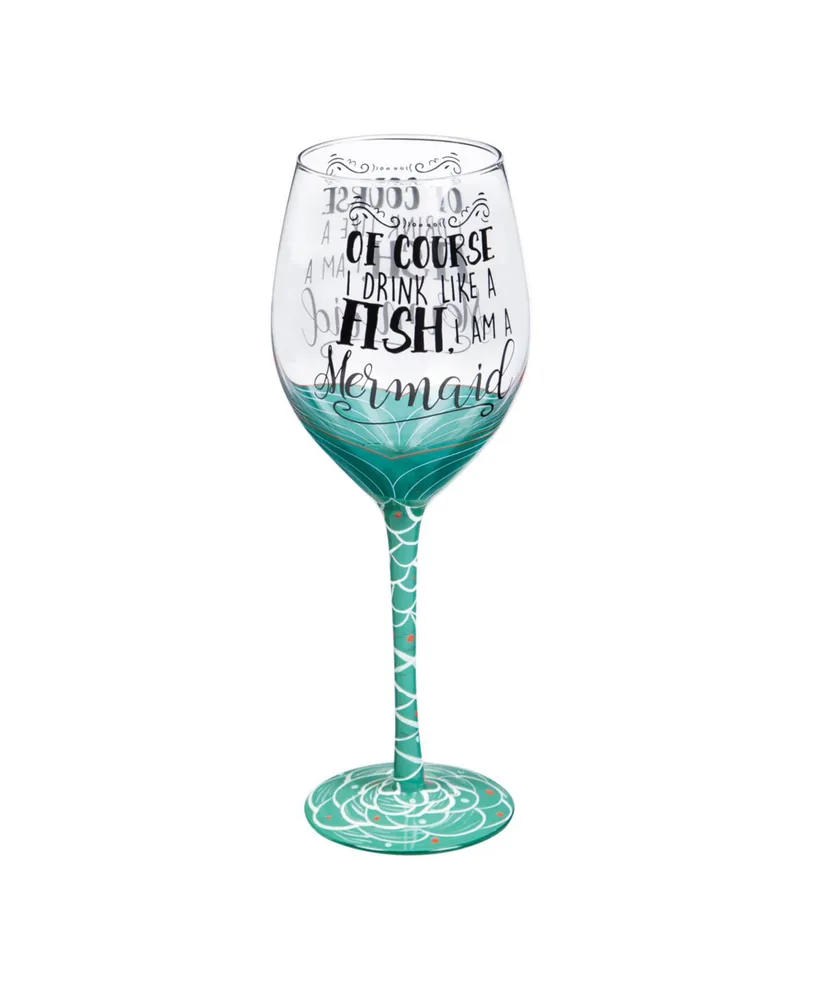 Evergreen Wine Glass w/Box, 12 Oz., I'm a Mermaid