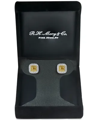 Effy Hematian Diamond Halo Stud Earrings (1-1/5 ct. t.w.) in 18k Gold & White Gold