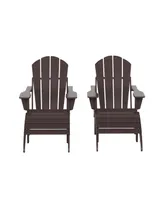 WestinTrends 4 Piece Set Classic Folding Adirondack Chair With Footrest Ottoman