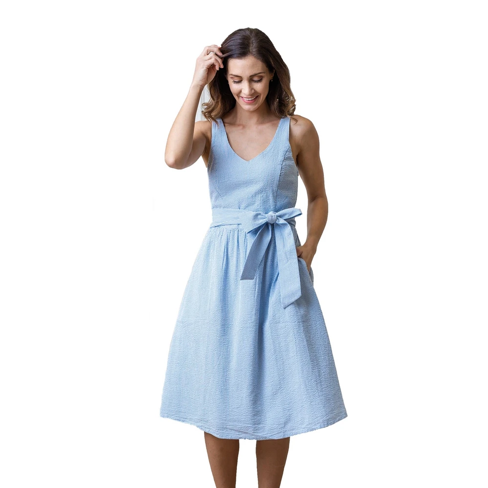 Hope & Henry Women's A-Line Dress with Sash