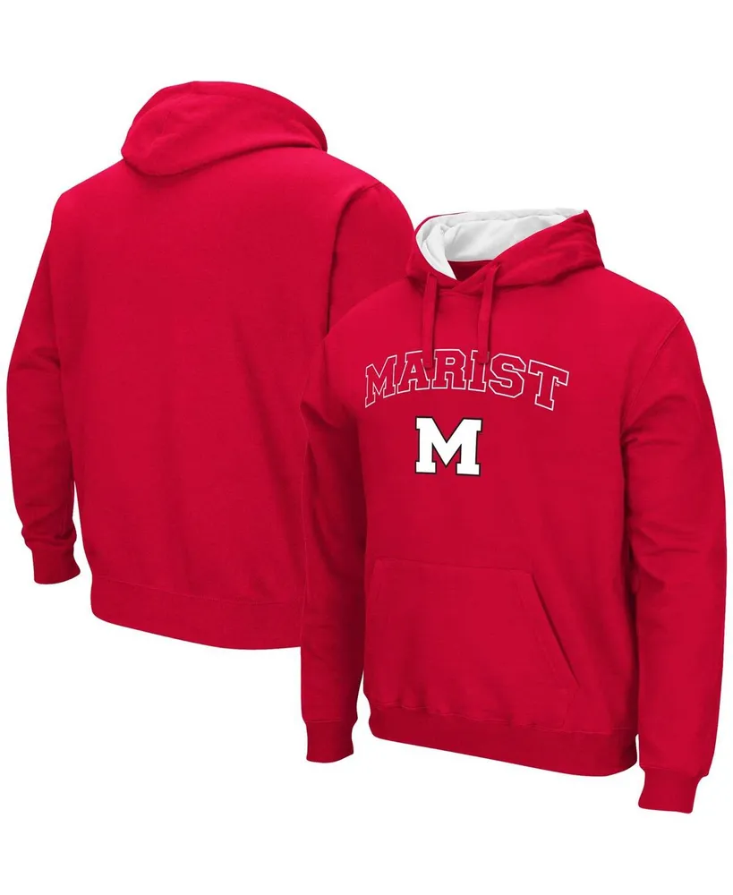 Men's Colosseum Red Marist Foxes Arch & Logo Pullover Hoodie