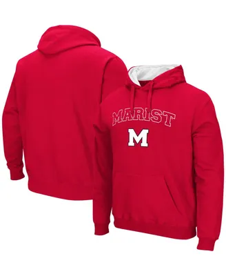 Men's Colosseum Red Marist Red Foxes Arch & Logo Pullover Hoodie
