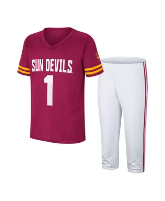 Big Boys Colosseum Maroon, White Arizona State Sun Devils Football Jersey and Pants Set