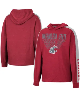Big Boys Colosseum Heathered Crimson Washington State Cougars Wind Changes Raglan Hoodie T-shirt