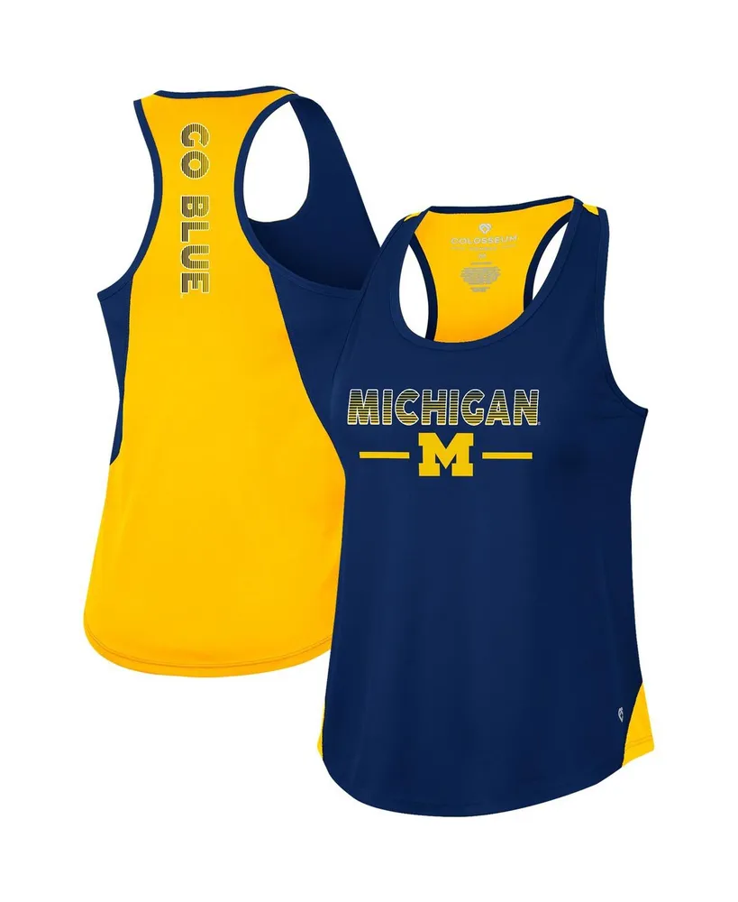 Women's Colosseum Navy Michigan Wolverines Sachs 2-Hit Scoop Neck Racerback Tank Top