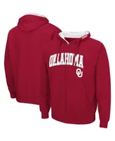 Men's Colosseum Crimson Oklahoma Sooners Arch & Team Logo 3.0 Full-Zip Hoodie