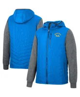 Men's Colosseum Blue, Charcoal Ucla Bruins Course Herringbone Full-Zip Hoodie