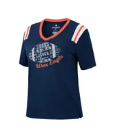 Women's Colosseum Heathered Navy Auburn Tigers 15 Min Early Football V-Neck T-shirt