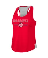 Women's Colosseum Scarlet Ohio State Buckeyes Sachs 2-Hit Scoop Neck Racerback Tank Top