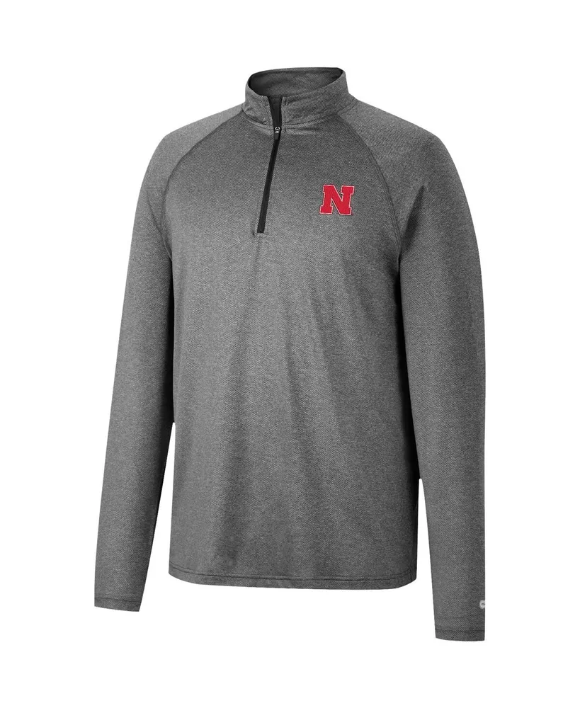 Men's Colosseum Heathered Gray Nebraska Huskers Earth First Raglan Quarter-Zip Windshirt