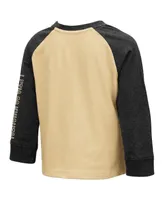 Toddler Boys and Girls Colosseum Heathered Gold, Charcoal Ucf Knights Two-Hit Raglan Long Sleeve T-shirt