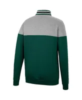 Men's Colosseum Green, Heather Gray Michigan State Spartans Be the Ball Quarter-Zip Top