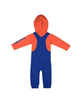 Boys and Girls Newborn and Infant Colosseum Heathered Royal, Heathered Orange Florida Gators Chim-Chim Long Sleeve Hoodie T-shirt and Overall Set