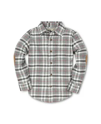 Hope & Henry Boys' Organic Cotton Long Sleeve Brushed Flannel Button Down Shirt, Infant