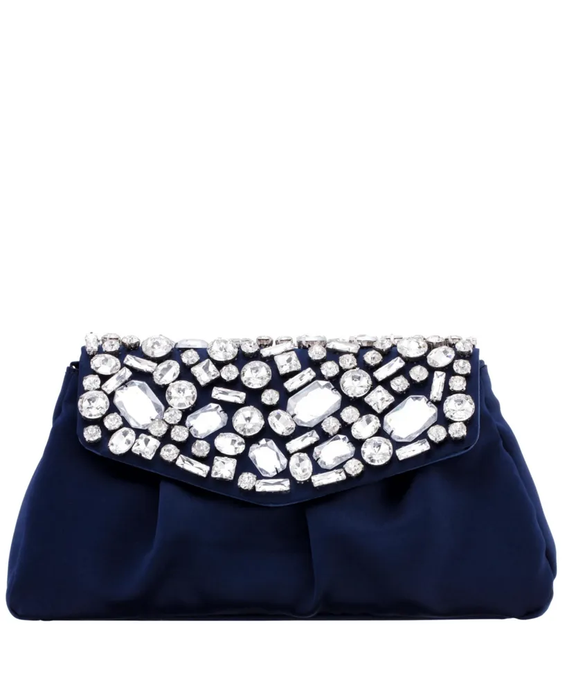 Nina Women's Satin Flap Bag with Crystals