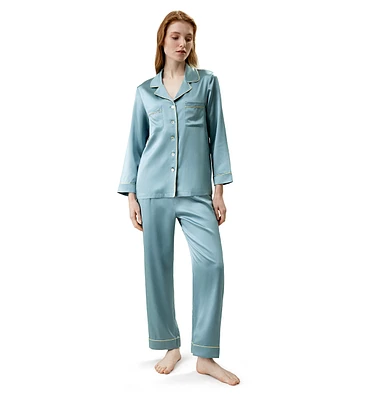 Lilysilk Women's 22MM Gold Piping Silk Pajamas Set