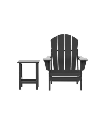 2-Piece Set Outdoor Folding Adirondack Chairs with Side Table