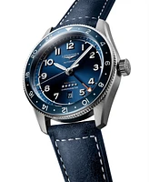 Longines Men's Swiss Automatic Spirit Zulu Time Blue Leather Strap Watch 42mm