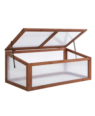 Outsunny 39" x 26" x 16" Wooden Cold Frame Greenhouse, Indoor Outdoor Terrarium